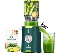 LINKChef Estrattore di Succo a Freddo | 200W Estrattore Frutta e Verdura Intera | Bocca Larga da 115mm | Con Ricettario Incluso | Senza BPA | Facile da Pulire con Funzione Inversa | Verde