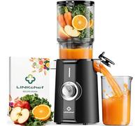 LINKChef Estrattore di succo per frutta e verdura, apertura 115 mm, 1,2 L, 200 W, slow juicer machine per frutta e verdura intere, senza BPA, facile da smontare e pulire, ricette incluse, nero
