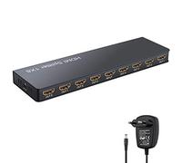 LiNKFOR 1 In 8 Out HDMI Splitter con Alimentatore 4K/30Hz 1X8 Splitter HDMI Distributore Supporta 3D 1080P 4K/2K@30Hz 1 Ingresso 8 Uscita per HDTV Proiettore PC STB PS3 Blu-Ray Lettore
