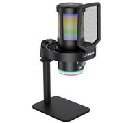 LiNKFOR Microfono da Gaming USB a Condensatore Professionale con Luce RGB, Cancellazione Rumore, Modalità Riverbero Regolabile, Compatibile con PC, PS5, PS4, Mac per Streaming, Podcast, Registrazione
