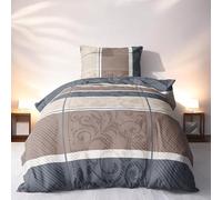 LINKHOFF Biancheria da letto in flanella, 135 x 200 cm, 2 pezzi, morbida biancheria da letto, 100% cotone, federa 80 x 80 cm + copripiumino 135 x 200 cm