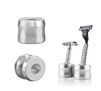 Linkidea 2 Pack Supporto per rasoio di sicurezza, diametro apertura 0,7" (18,5 mm) Supporto per rasatura maschile per ripiani del bagno, compatibile con Gillette Mach 3 (argento)