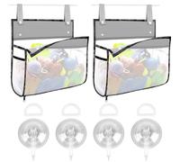 Linkidea 2 pezzi organizer da viaggio in rete per il bagno, organizer portatile da appendere con ganci a ventosa, custodia in rete di grande capacità per accessori da bagno, uso esterno (grigio)