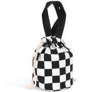 Linkidea Borsa isolante per contenitore alimentare, custodia portatile con coulisse e cinturino, porta-pranzo, compatibile con Thermos, Hydrapeak, Hydro Flask e Stanley (bianco e nero)