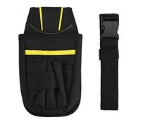 Linkidea Borsa per attrezzi elettricista con clip da cintura, 5 tasche organizer per attrezzi, piccola borsa per lavori di manutenzione durevole con cintura regolabile per tecnici elettricisti - nero