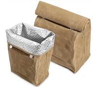 Linkidea Borsa per il pranzo in tela cerata, impermeabile, resistente, per alimenti, riutilizzabile, grande capacità, isolata, adatta per picnic, lavoro, organizer portatile per uomini e donne