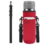 Linkidea Borsa per Il Trasporto di borracce Compatibile con Stanley Quick Flip Go 24/36oz, IceFlow Fast Flow 24/36oz, Marsupio in Rete in Neoprene Isolato con Spallacci (Rosso)