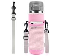 Linkidea Borsa per Il Trasporto di borracce Compatibile con Stanley Quick Flip Go 24/36oz, IceFlow Fast Flow 24/36oz, Marsupio in Rete in Neoprene Isolato con Spallacci (Rosa)