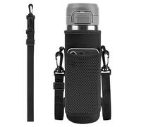 Linkidea Borsa per Il Trasporto di borracce Compatibile con Stanley Quick Flip Go 24/36oz, IceFlow Fast Flow 24/36oz, Marsupio in Rete in Neoprene Isolato con Spallacci (Nero)
