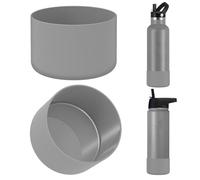 Linkidea Confezione da 2 Borracce Compatibili con Iron °Flask a Bocca Larga/Stretta da 350 ml/450 ml/480 ml/520 ml/600 ml/700 ml, Protezione in Silicone per Fondo Borraccia(Grigio)