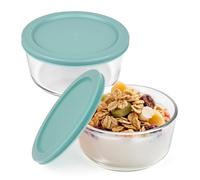 Linkidea Confezione da 2 contenitori per yogurt, rotondi in vetro da 898,7 g, con coperchio, contenitori isolati per la preparazione dei pasti per yogurt, dimensioni esatte compatibili con la macchina