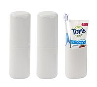 Linkidea Confezione da 2 contenitori portatili per spazzolino da denti da viaggio, portaspazzolino da viaggio, per campeggio, scuola, affari, viaggi, bagno (grigio chiaro)