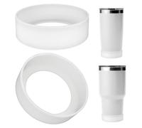 Linkidea Confezione da 2 Copriborraccia Compatibile con Yeti Tumbler da 20oz/30oz, Tazza da Viaggio da 20oz/30oz, Protezione Fondo Borraccia Antiscivolo in Silicone (Bianco Trasparente)