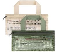 Linkidea - Confezione da 2 custodie da viaggio per spazzolino manuale, borse portatili in rete con cerniera per dentifricio, compatibili con Colgate Extra Clean, Oral-B CrossAction (colori chiari)