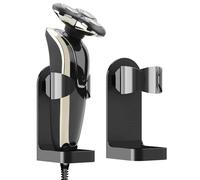 Linkidea Confezione da 2 ganci autoadesivi per rasoi elettrici, supporto da parete, supporto elettrico regolabile, scaffale da bagno per marrone serie 5, serie 6 (Nero)