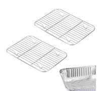 Linkidea Confezione da 2 griglie in acciaio inox compatibili con Stock Your Home, Stack Man, Nicole Home Collection, usa e getta, mezza dimensione, 24,4 x 19,1 cm, griglia cablata per griglia, teglia
