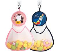 Linkidea - Confezione da 2 organizer da bagno in rete con ganci, capiente borsa portaoggetti per vasca da bagno per accessori doccia (Rocket e Zebra)
