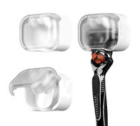 Linkidea Confezione da 2 porta rasoi da parete con coperchio, supporto autoadesivo per rasoio da bagno, contenitore antipolvere per rasoi Gillette Fusion 5, Dorco Pace 6, Harry's (bianco)