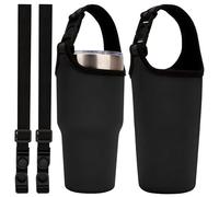 Linkidea Confezione da 2 portaborracce in Neoprene con Tracolla, compatibili con Yeti Rambler Tumbler da 30 oz, Greens Steel Beast Tumbler da 30 oz, e Borsa a Tracolla per Borraccia (Nera)