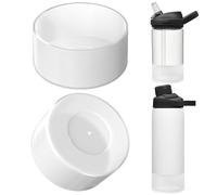 Linkidea - Confezione da 2 portaborraccia compatibili con CamelBak 20/25oz, Chute Mag 20/25oz, Tappo di Trasporto, Protezione Antiscivolo in Silicone per Il Fondo della Borraccia (Bianco Trasparente)
