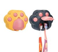 Linkidea Confezione da 2 portaspazzolino da parete con coperchio per bagno, doccia, in plastica, autoadesivo, per montaggio a parete, compatibile con Colgate, GUM, Brush Buddies per bambini (multi)