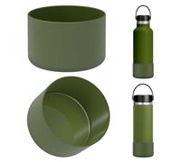 Linkidea - Confezione da 2 protezioni per borraccia compatibili con Hydro Flask a bocca larga da 12oz/14oz/16oz/18oz/20oz, in silicone per il fondo della borraccia (Verde militare)