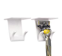 Linkidea Confezione da 2 supporti per rasoi in plastica, universali, compatibili con Gillette Fusion 5 ProGlide, SkinGuard, Venus, Harry's Dorco, organizer per rasoi da bagno (bianco)