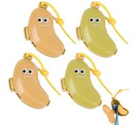 Linkidea Confezione da 4 coperture da viaggio per spazzolino da denti con dispenser di dentifricio, protezione portatile per la testa dello spazzolino da denti, tappo in silicone a forma di banana