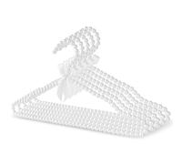 Linkidea - Confezione da 5 grucce con perline, elegante design in plastica antiscivolo per abiti e pantaloni, organizer per armadio per matrimoni e occasioni speciali (bianco)