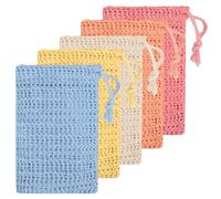 Linkidea Confezione da 5 sacchetti per sapone, colorati esfolianti con coulisse, tasca riutilizzabile per il corpo per vasca da bagno e doccia