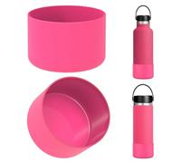Linkidea Copri Bottiglia d'Acqua Compatibile con Hydro Flask Bocca Standard 12 oz/14 oz/16 oz/18 oz/20 oz/21 oz/24 oz, Protezione del Coperchio del Fondo della Bottiglia in Silicone (Rosa)