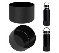 Linkidea Copri Bottiglia d'Acqua Compatibile con Hydro Flask Bocca Standard 12 oz/14 oz/16 oz/18 oz/20 oz/21 oz/24 oz, Protezione del Coperchio del Fondo della Bottiglia in Silicone (Nero)