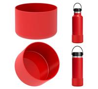 Linkidea Copri Bottiglia d'Acqua Compatibile con Hydro Flask Bocca Standard 12 oz/14 oz/16 oz/18 oz/20 oz/21 oz/24 oz, Protezione del Coperchio del Fondo della Bottiglia in Silicone (Rosso)