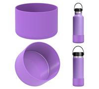 Linkidea Copri Bottiglia d'Acqua Compatibile con Hydro Flask Bocca Standard 12 oz/14 oz/16 oz/18 oz/20 oz/21 oz/24 oz, Protezione del Coperchio del Fondo della Bottiglia in Silicone (Viola)