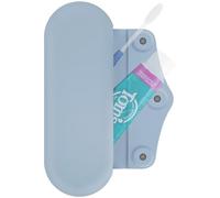 Linkidea Custodia da viaggio manuale per spazzolino da denti e dentifricio, custodia in silicone con chiusura magnetica, custodia protettiva compatibile con Colgate ExtraClean, Oral-B CrossAction, Blu