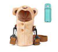 Linkidea Custodia in Peluche per Bottiglia d'Acqua Compatibile con Thermos FUNTAINER 12oz/16oz, FUNTAINER Tritan 16oz, Borsa a Tracolla per Bottiglia d'Acqua Calda con Tracolla Regolabile (Orso)