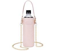 Linkidea Custodia monouso per Bottiglia d'Acqua Compatibile Smartwater 16,9/20 FL Oz, Lifewtr 16,9/20 FL Oz, Custodia per Bottiglia d'Acqua in Pelle vegana con Tracolla (Rosa)