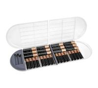 Linkidea Custodia per Batterie con Tester, Organizer Portatile per 12 Batterie AA, 12 Batterie AAA, Batterie Scaricate, Scatola Monostrato (Trasparente)