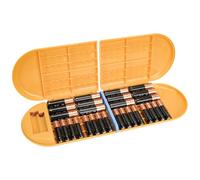 Linkidea Custodia per Batterie con Tester, Organizer Portatile per 12 Batterie AA, 12 Batterie AAA, Batterie Scaricate, Scatola di Conservazione a Strato Singolo (Arancione)