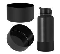 Linkidea - Custodia per borraccia compatibile con IRON °FLASK a bocca larga da 32oz/40oz, a bocca stretta da 32oz, protezione in silicone per il fondo della borraccia (Nero/confezione da 2)