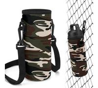 Linkidea Custodia per Borraccia con Gancio, Compatibile con Borraccia Yeti Rambler da 525 ml, Borraccia Hydro Flask a Bocca Larga da 525 ml/560 ml, Borsa a Tracolla in Neoprene, Mimetico