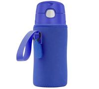 Linkidea Custodia per bottiglia d'acqua compatibile con thermos Funtainer Tritan da 473 ml, in acciaio, 350 ml, borsa portabottiglie per bambini con etichetta firmata, blu navy