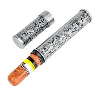 Linkidea Custodia per sigari in lega di zinco, stile vintage, a righe, da uomo, ermetica, portatile, da viaggio, compatibile con sigari con calibro a 50 anelli (argento)