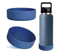 Linkidea - Custodia Protettiva per Borraccia Compatibile con Yeti Rambler Bottle da 36 Once, in Silicone Antiscivolo, per Il Fondo della Borraccia (Blu Nordico/Confezione da 2)