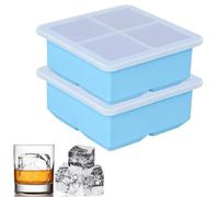 Linkidea ELJ-010-01 Stampo per cubetti di ghiaccio extra large con coperchio, confezione da 2 vassoi in silicone per cubetti di ghiaccio giganti da 5 cm, per whisky, cocktail bourbon, caffè, zuppe