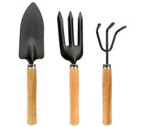 Linkidea Kit da giardinaggio compatto da 3 pezzi, set di strumenti per piantare prato e cortile, pala in acciaio inox, rastrello per piante grasse, piante domestiche, piante da giardino in vaso