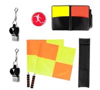 Linkidea Kit per Arbitro di Calcio, bandierine guardalinee a Scacchi, Carte da Arbitro con registro e Matita, Fischietto da Arbitro e Moneta da Lancio per Calcio