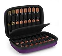 Linkidea Piccola custodia rigida per batterie, contenitore portatile e contenitore per il trasporto per 32 celle AA AAA, custodia compatta da viaggio (viola)