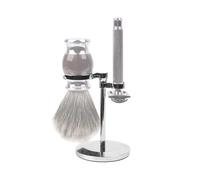 Linkidea Porta rasoio, pennello da barba e supporto per rasoio da bagno compatibile con rasoio di sicurezza MUHLE (cromato/argento)