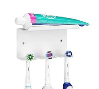 Linkidea Porta spazzolino elettrico da parete per bagno, portaspazzolino autoadesivo in alluminio a 5 scomparti compatibile con la serie Oral-B iO, Philips Sonicare 5100/5300 (bianco)